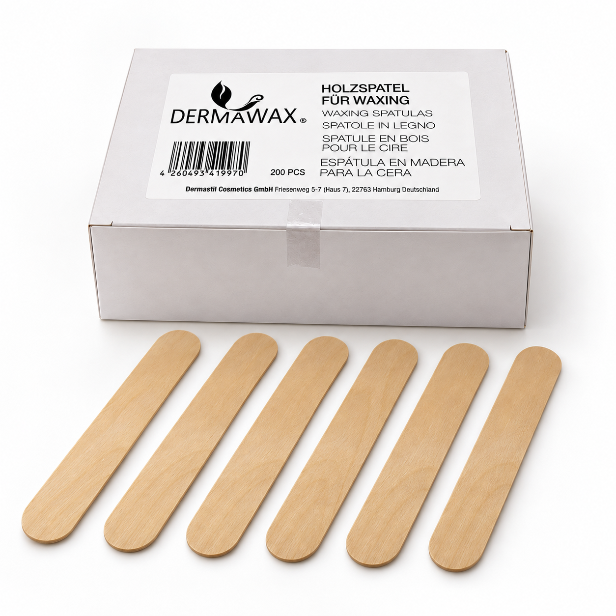 Dermawax Wooden Wax Spatulas 200 pcs for Hair Removal