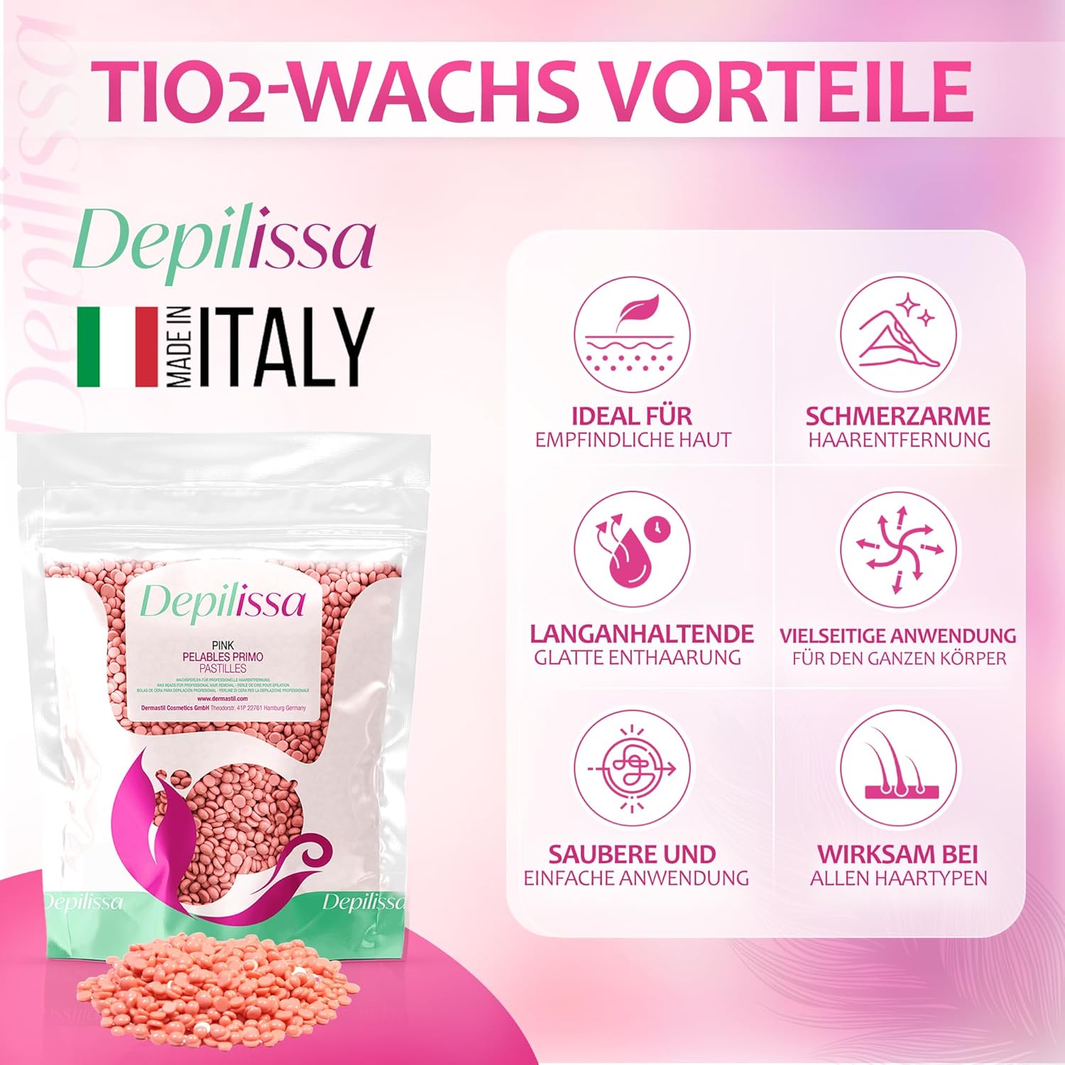 Depilissa Wachsperlen Pink 400g