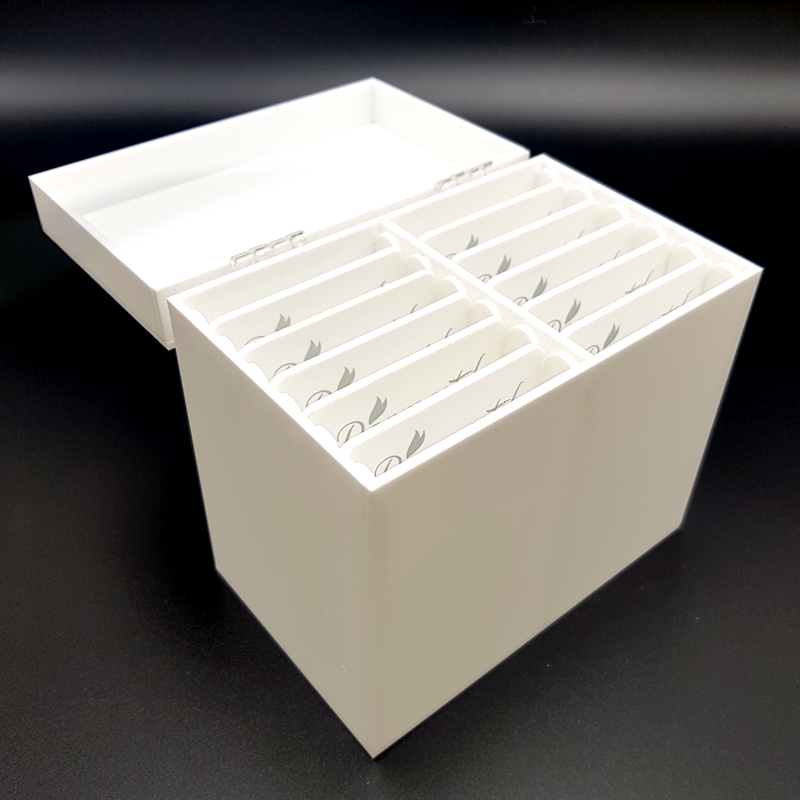 Dermastil – Lashbox Storage Wimpernbox Weiß aus Acrylglas – Aufbewahrungsbox für Wimpernverlängerung – Mit 10 Acrylplatten für Lash Extensions