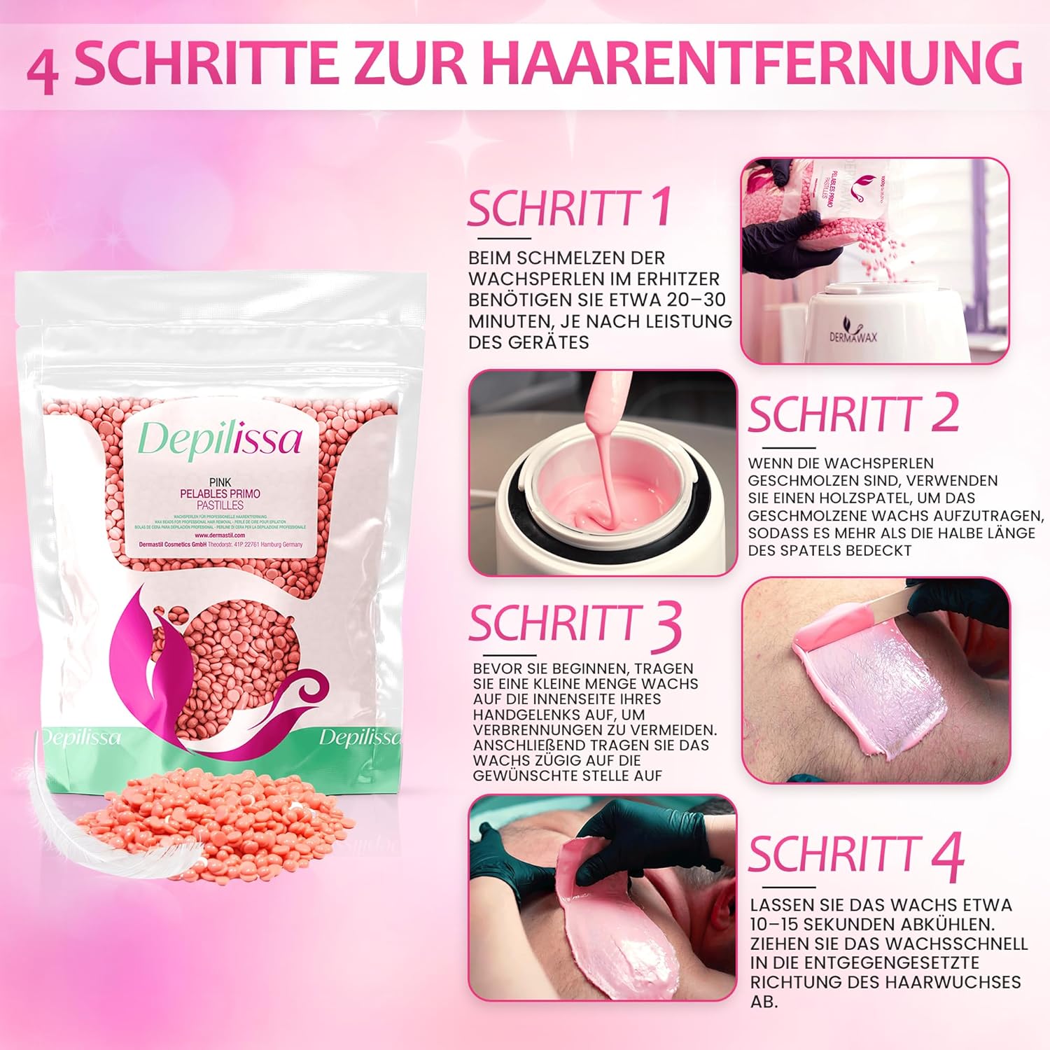 Depilissa Wachsperlen Pink 400g