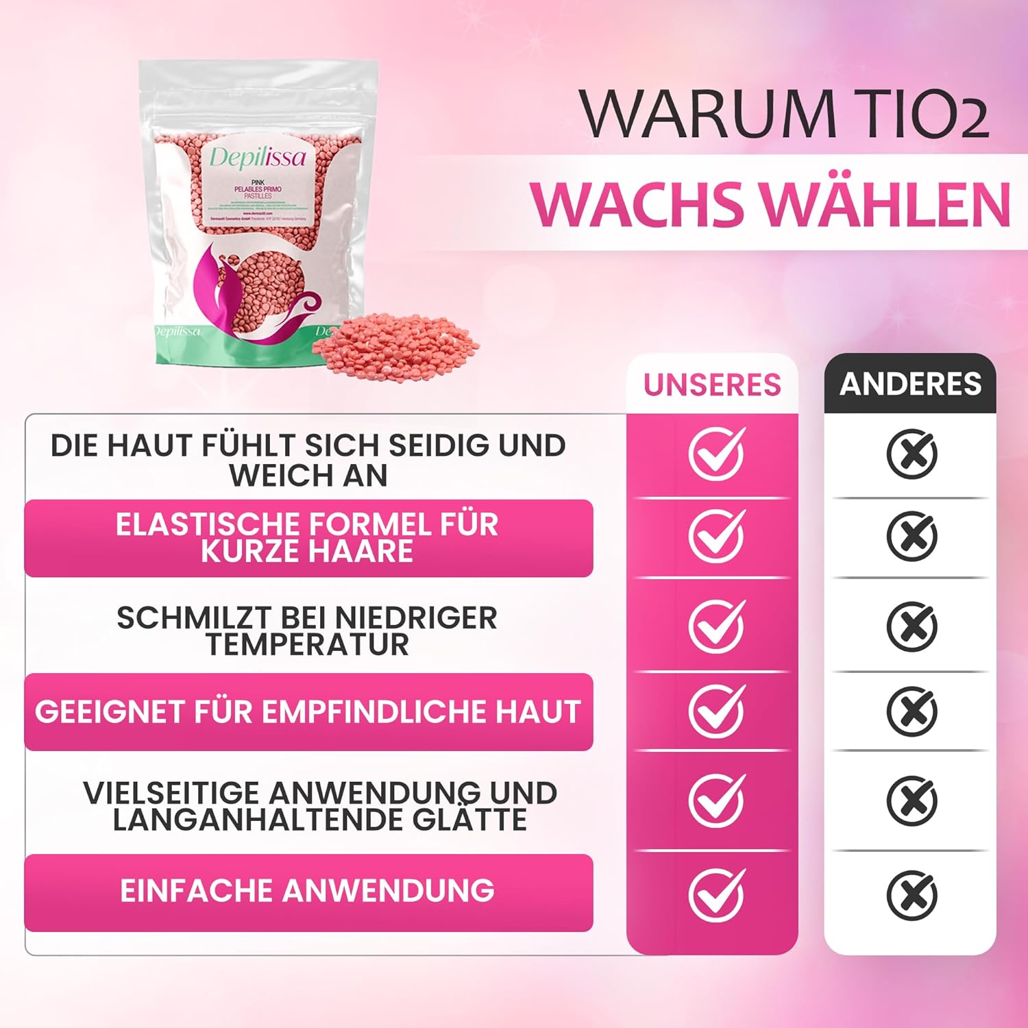Depilissa Wachsperlen Pink 400g