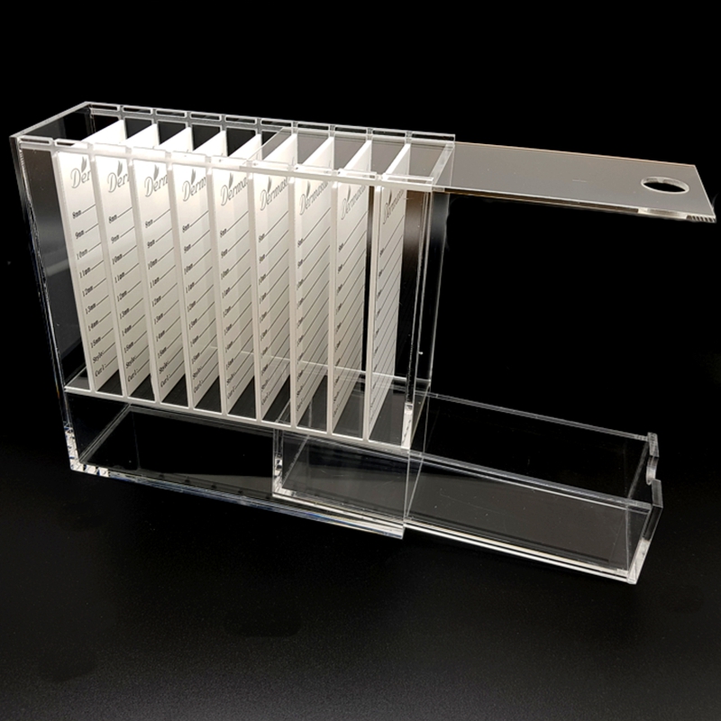 Dermastil – Lashbox Storage Wimpernbox Transparent aus Acrylglas – Aufbewahrungsbox für Wimpernverlängerung – Inklusive 9 Acrylplatten mit Schublade